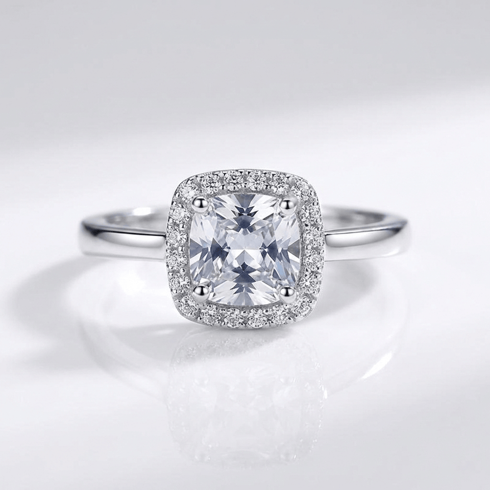 Zirconia Silver Halo Ring