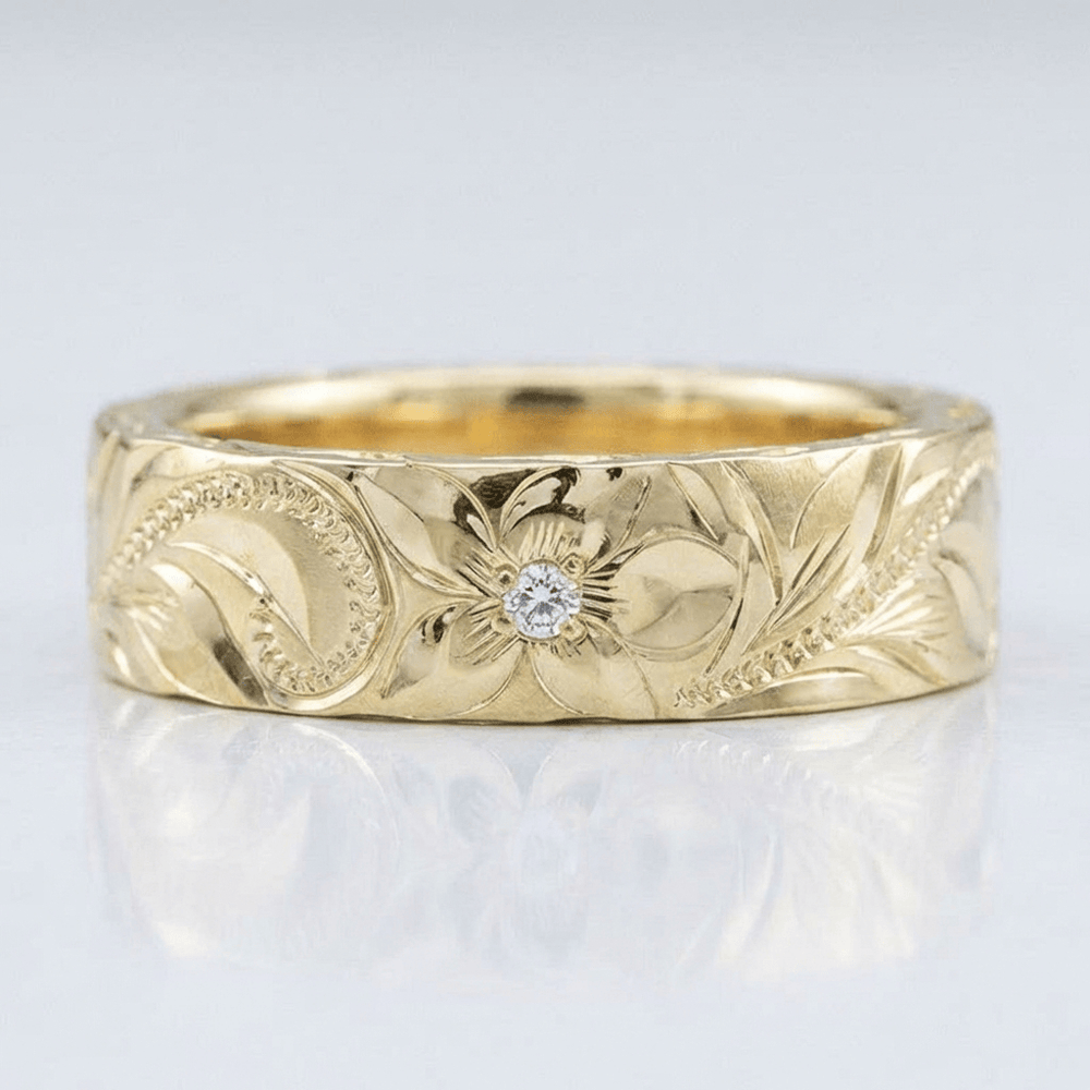 Gold Leaf Vintage Band Ring