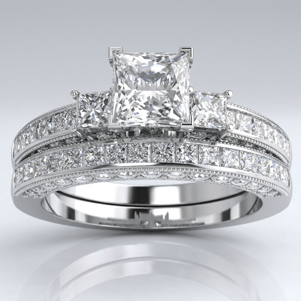 Silver Square Diamond Pave Ring