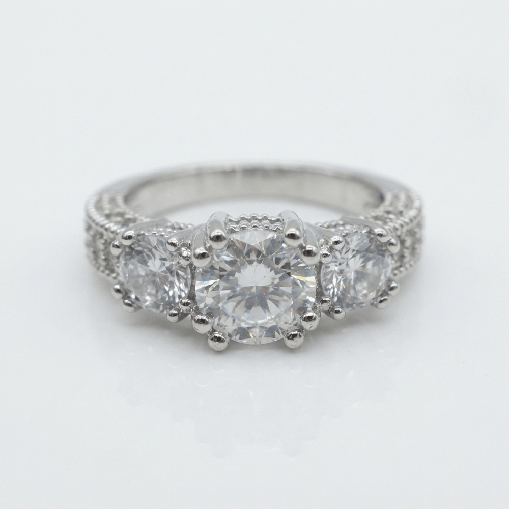 Silver Round Zirconia Halo Ring