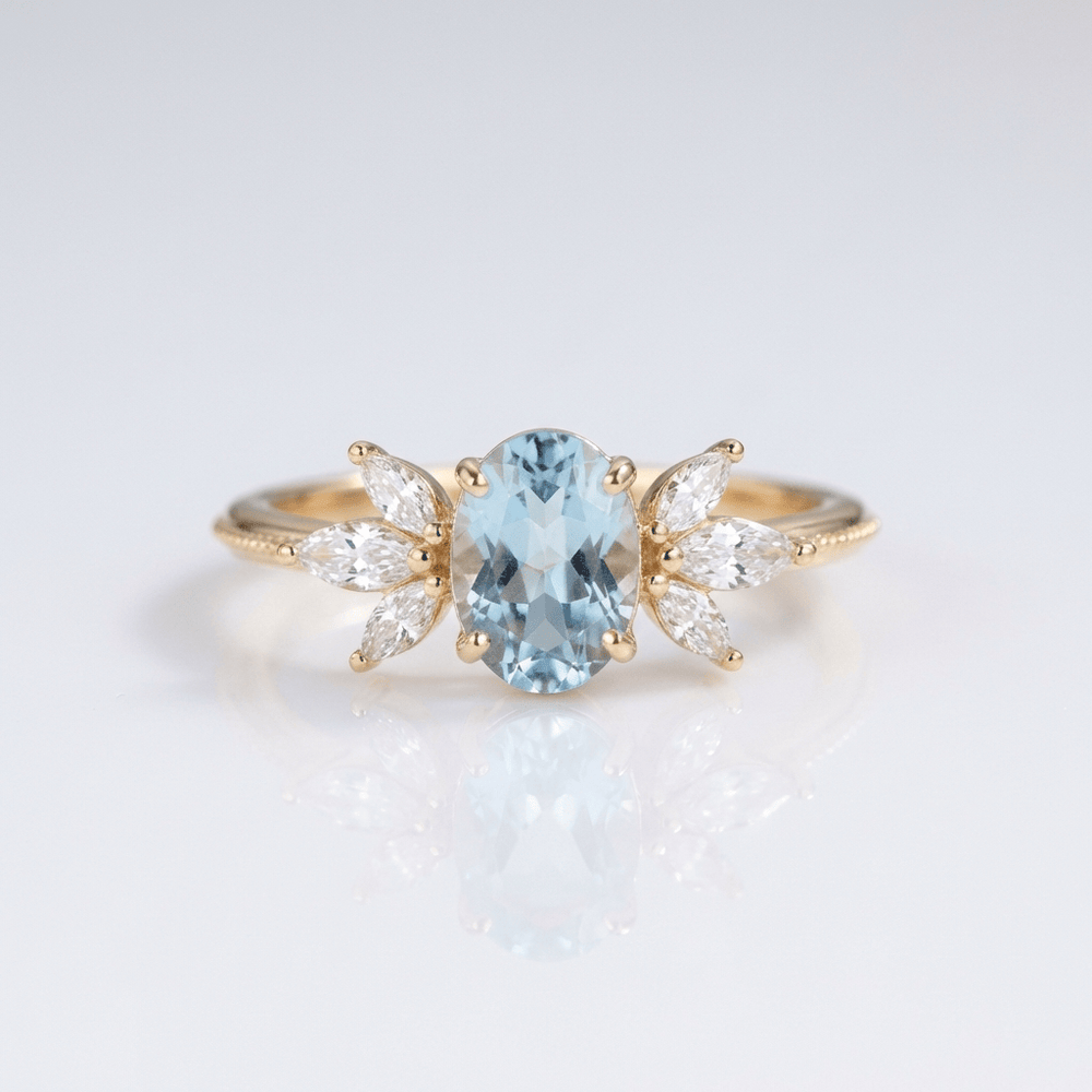 Gold Aquamarine Marquise Ring