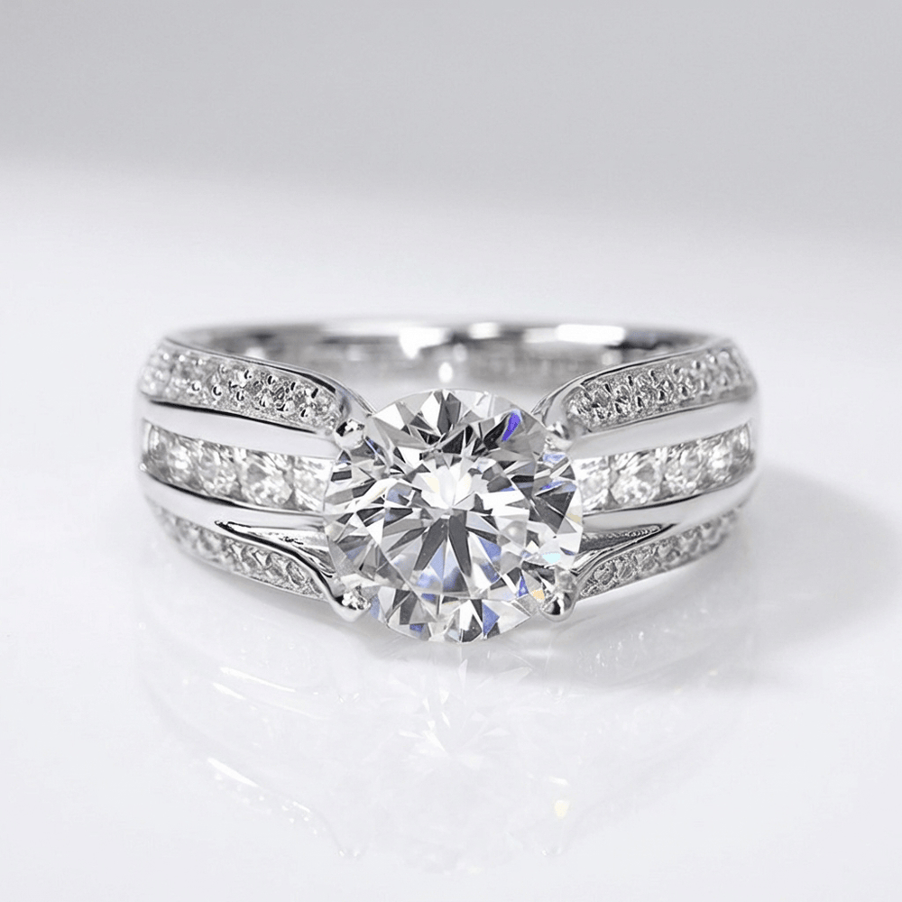 Silver Round Diamond Pave Band Ring
