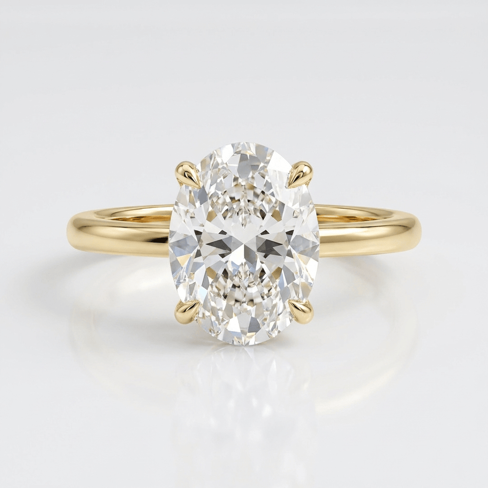 Gold Oval Diamond Solitaire Ring