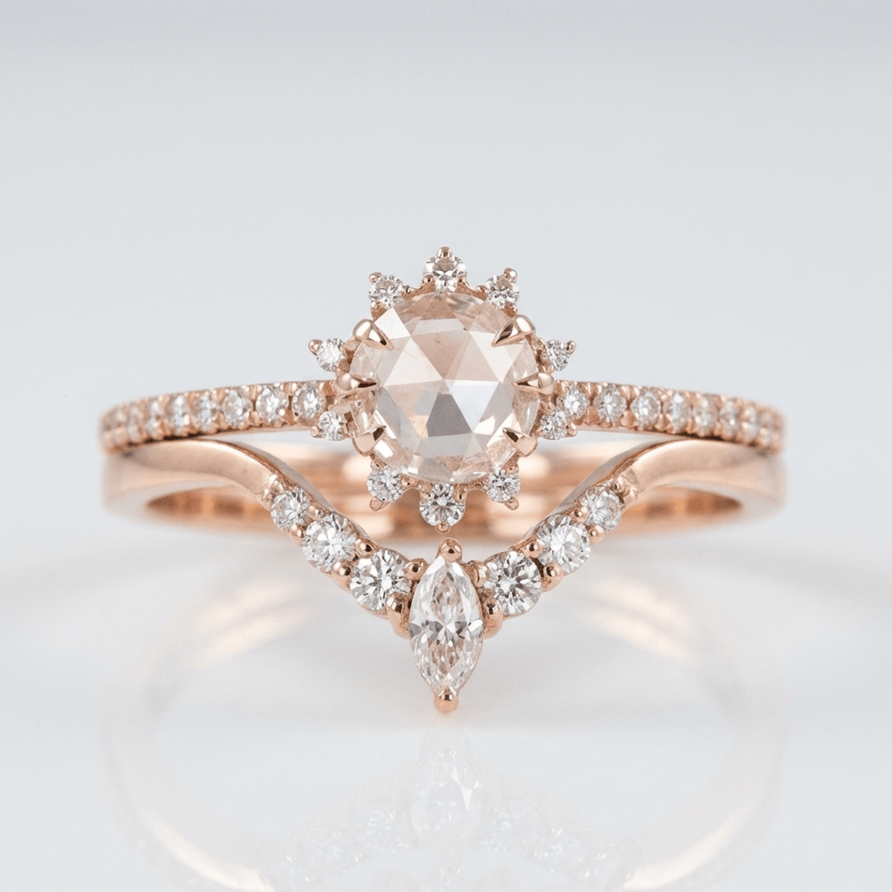 Rose Gold Zirconia Halo Ring