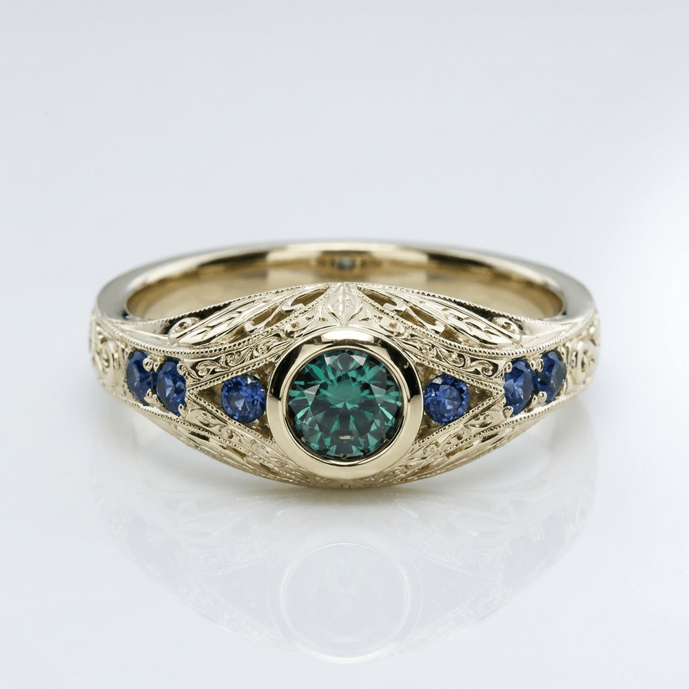 Gold Opal Sapphire Vintage Ring