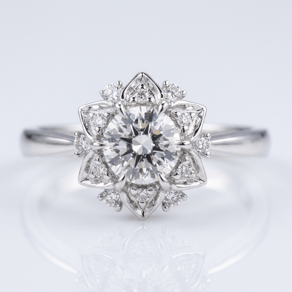 Silver Zirconia Lotus Light Ring