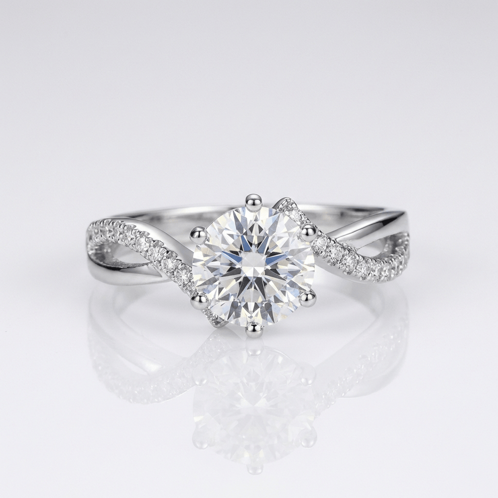 Round Zirconia Silver Infinity Ring