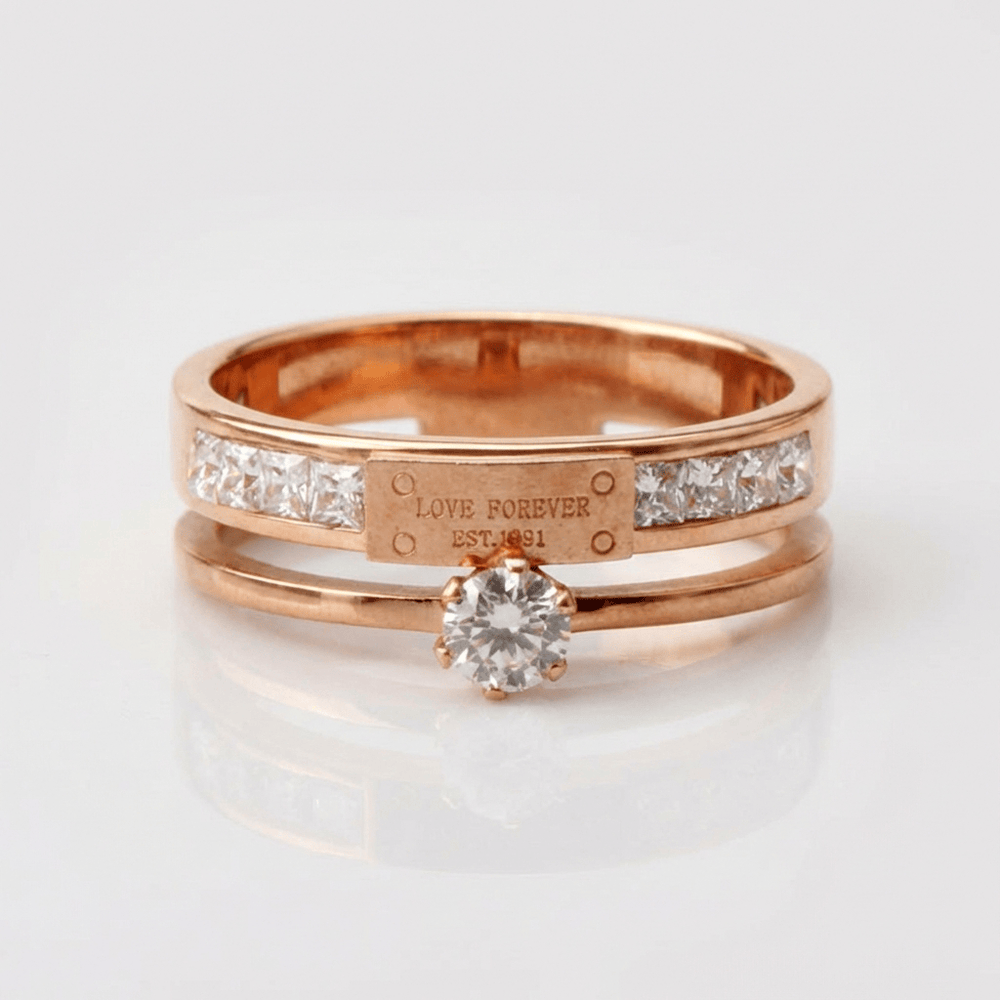 Love Forever Rose Gold Double Band Ring
