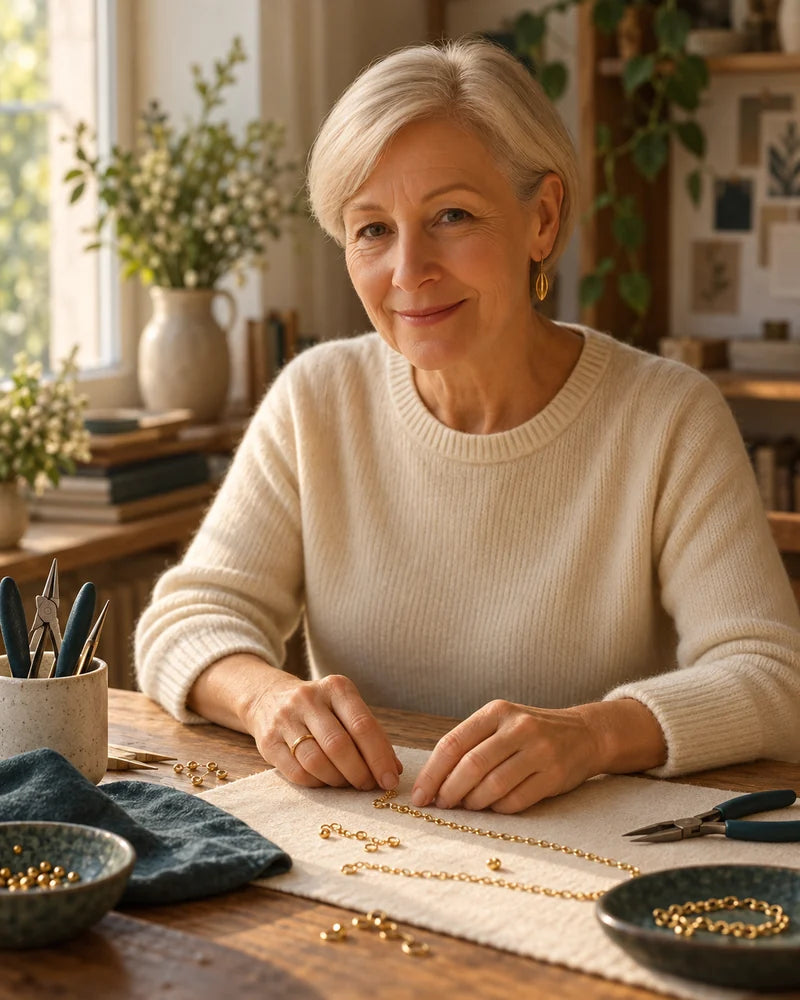 Editorial portrait of Carla at a jewelry worktable