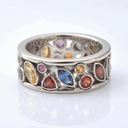Silver Multi Stone Rainbow Ring