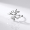 Silver Zirconia Leaf Wrap - (Adjustable)