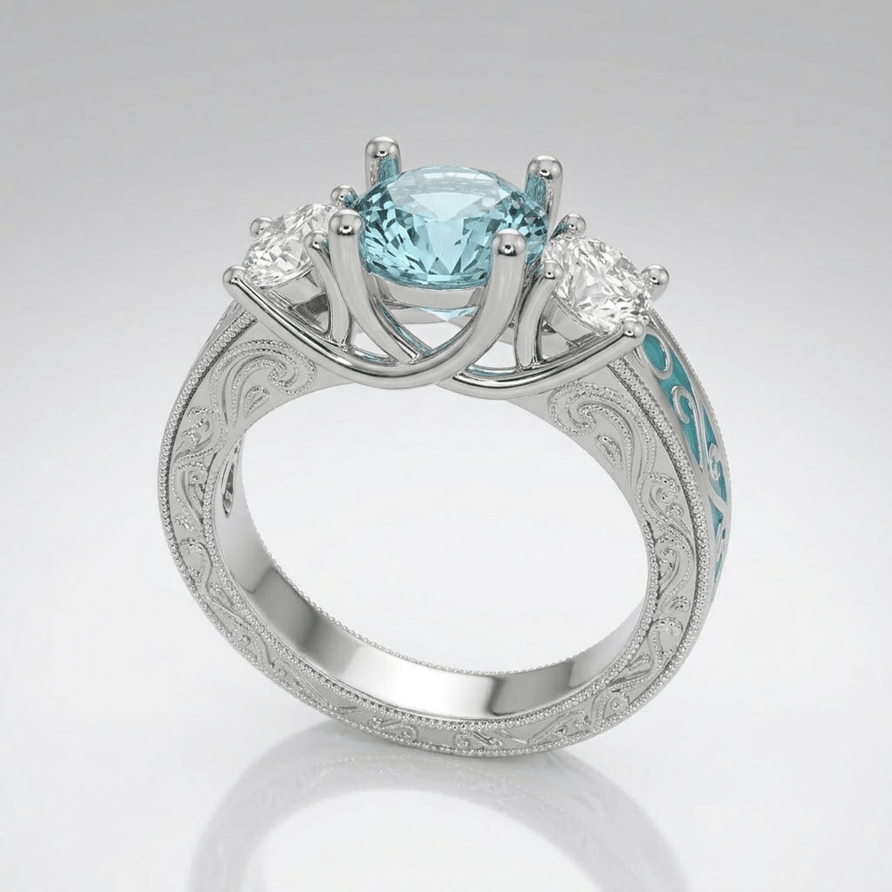 Silver Gemstone Oval Halo Ring