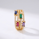 Gold Colorful Gemstone Ring - (Adjustable)