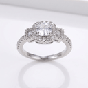 Silver Cushion Diamond Halo Ring