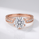 Rose Gold Round Diamond Pave Ring - (Adjustable)