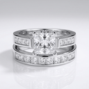 Silver Square Zirconia Halo Ring