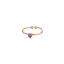 Birthstone Ring Titanium Steel Plated 18K Open Adjustable Gold