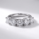 Silver Five Diamond Round Ring
