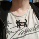 Whimsical Cat & Fish Acrylic Pendant Necklace