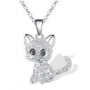 Silver Baby Kittens and Coloured Zirconia Necklace