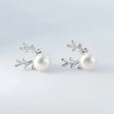 Reindeer Pearl Stud Earrings