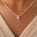 Moissanite Solitaire Pendant Sterling Silver Necklace
