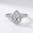 Pear Zirconia Silver Halo Ring