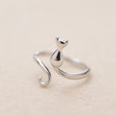 Stainless steel adorable cat ring